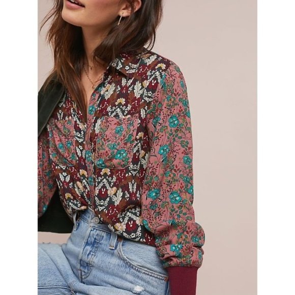 Anthropologie Tops - Anthropologie Tiny Olsen Floral Blouse L